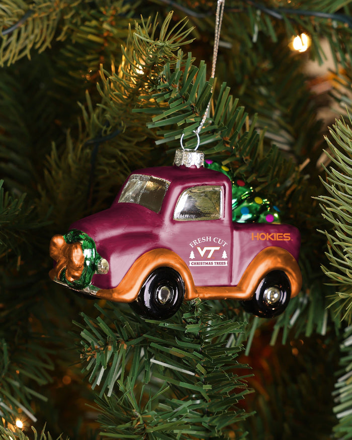 Virginia Tech Hokies Blown Glass Truck Ornament FOCO - FOCO.com