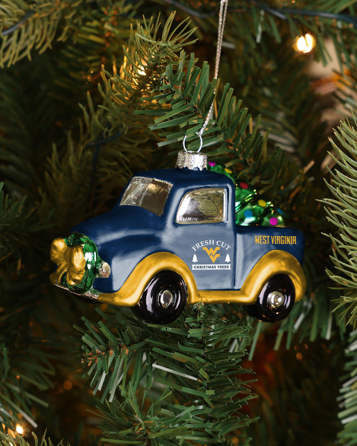 West Virginia Mountaineers Blown Glass Truck Ornament FOCO - FOCO.com