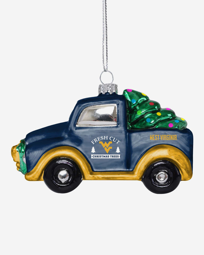 West Virginia Mountaineers Blown Glass Truck Ornament FOCO - FOCO.com