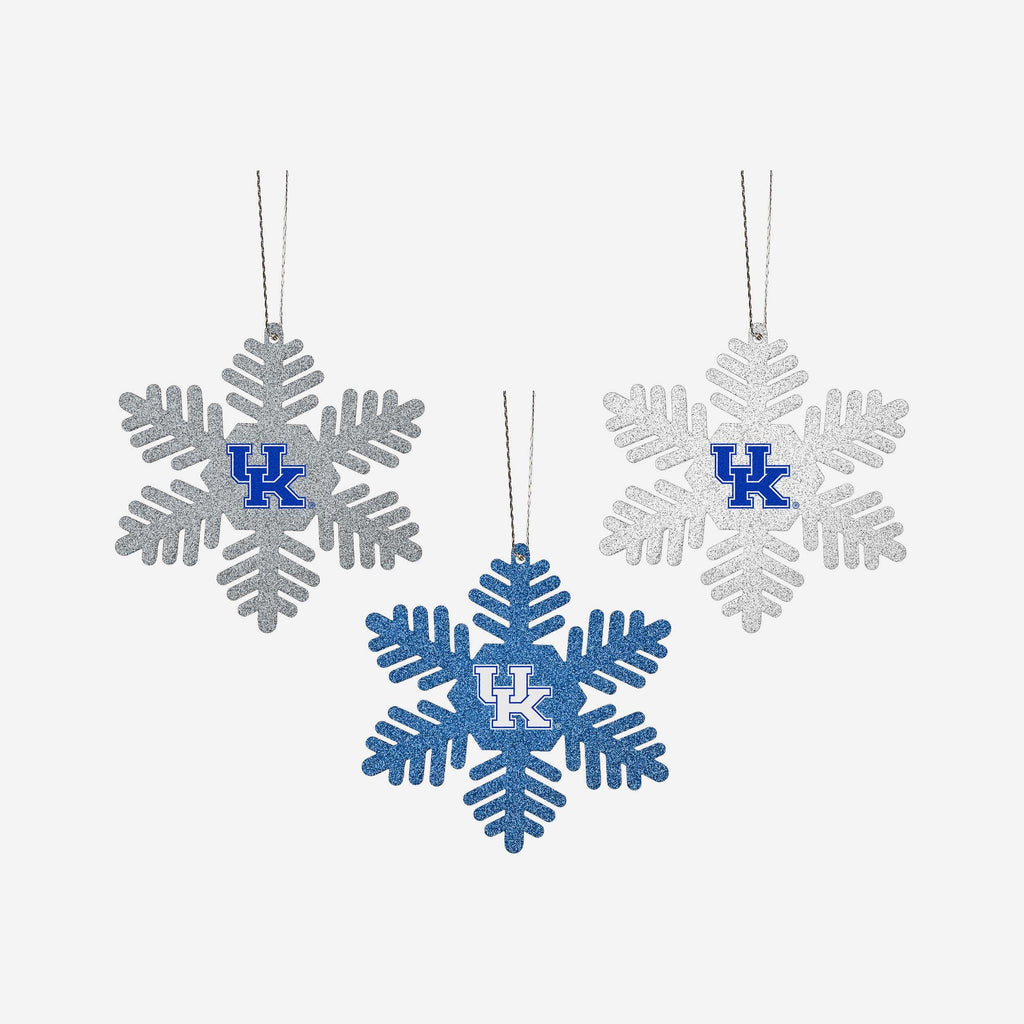 Kentucky Wildcats 3 Pack Metal Glitter Snowflake Ornament FOCO - FOCO.com