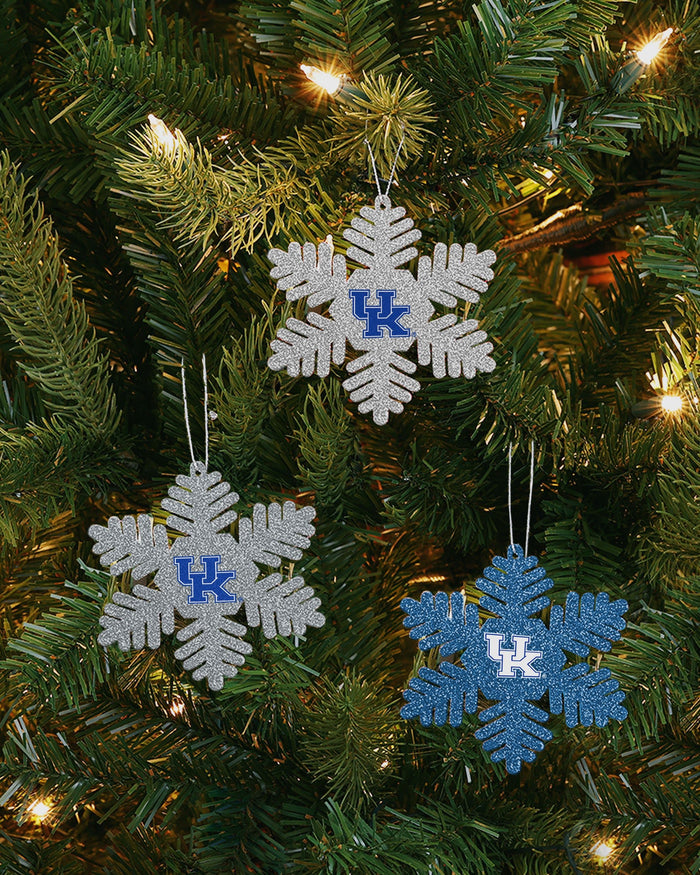Kentucky Wildcats 3 Pack Metal Glitter Snowflake Ornament FOCO - FOCO.com