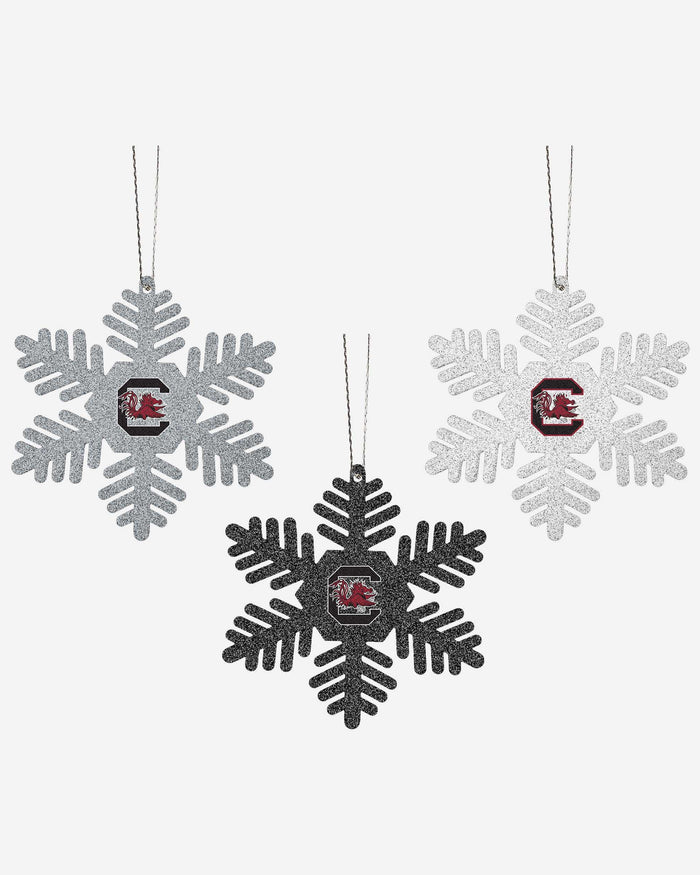 South Carolina Gamecocks 3 Pack Metal Glitter Snowflake Ornament FOCO - FOCO.com