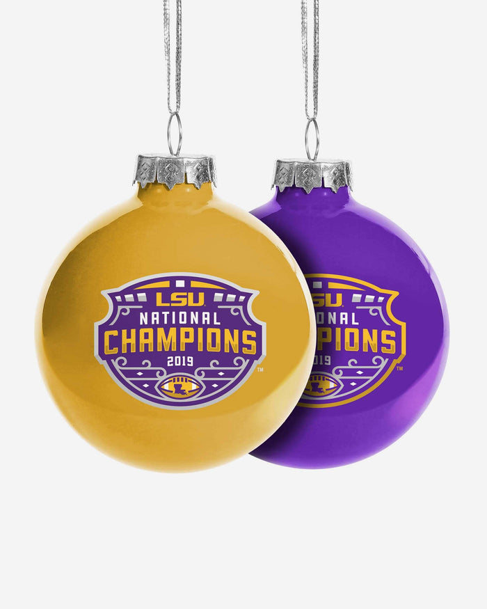 LSU Tigers 2019 Football National Champions 2 Pack Glass Ball Ornament FOCO - FOCO.com