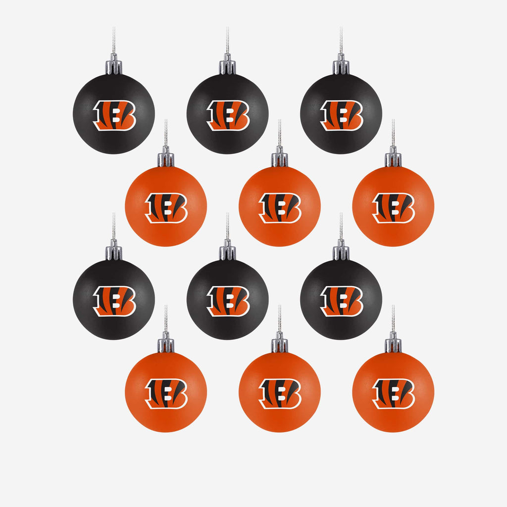 Cincinnati Bengals 12 Pack Ball Ornament Set Foco - FOCO.com