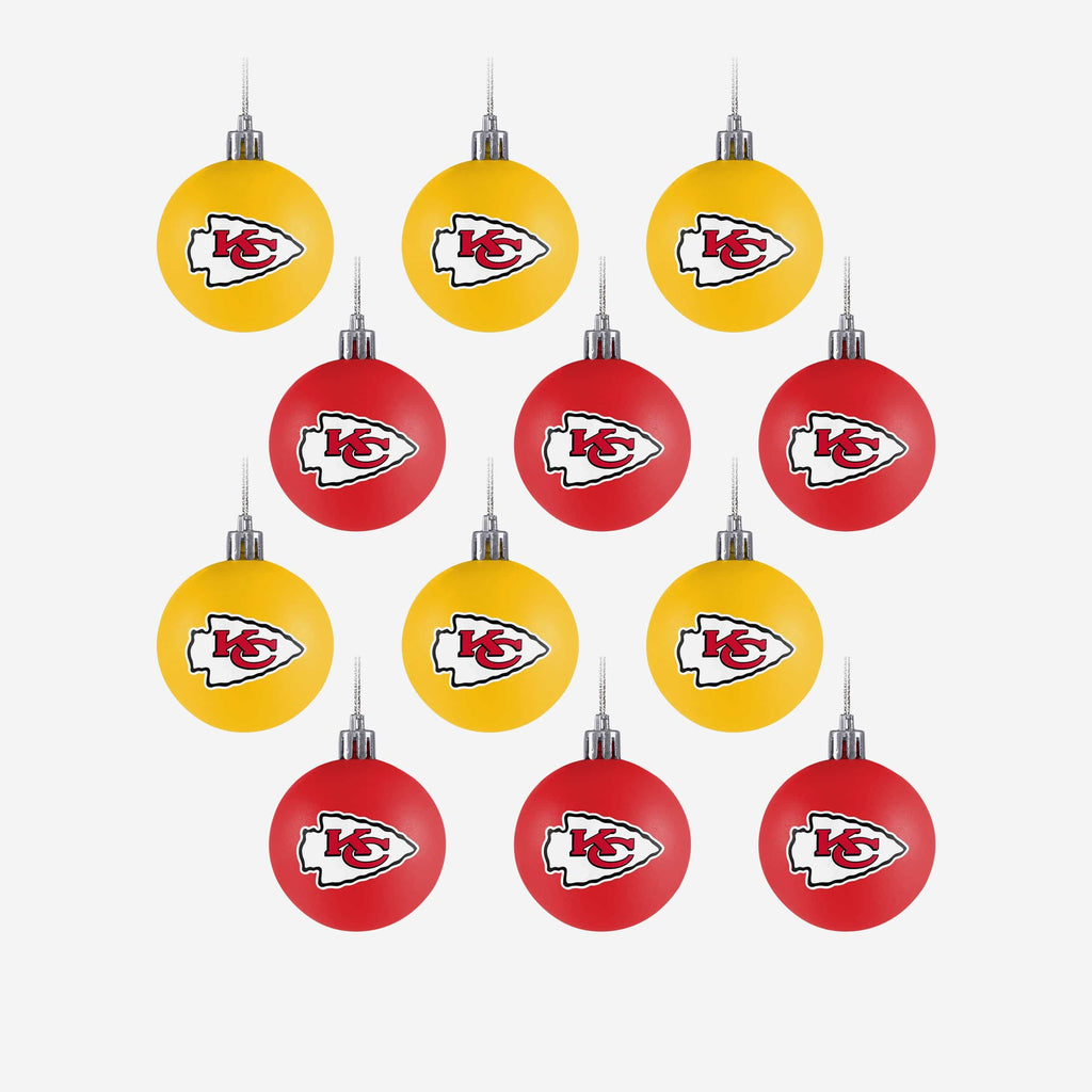 Kansas City Chiefs 12 Pack Ball Ornament Set FOCO - FOCO.com