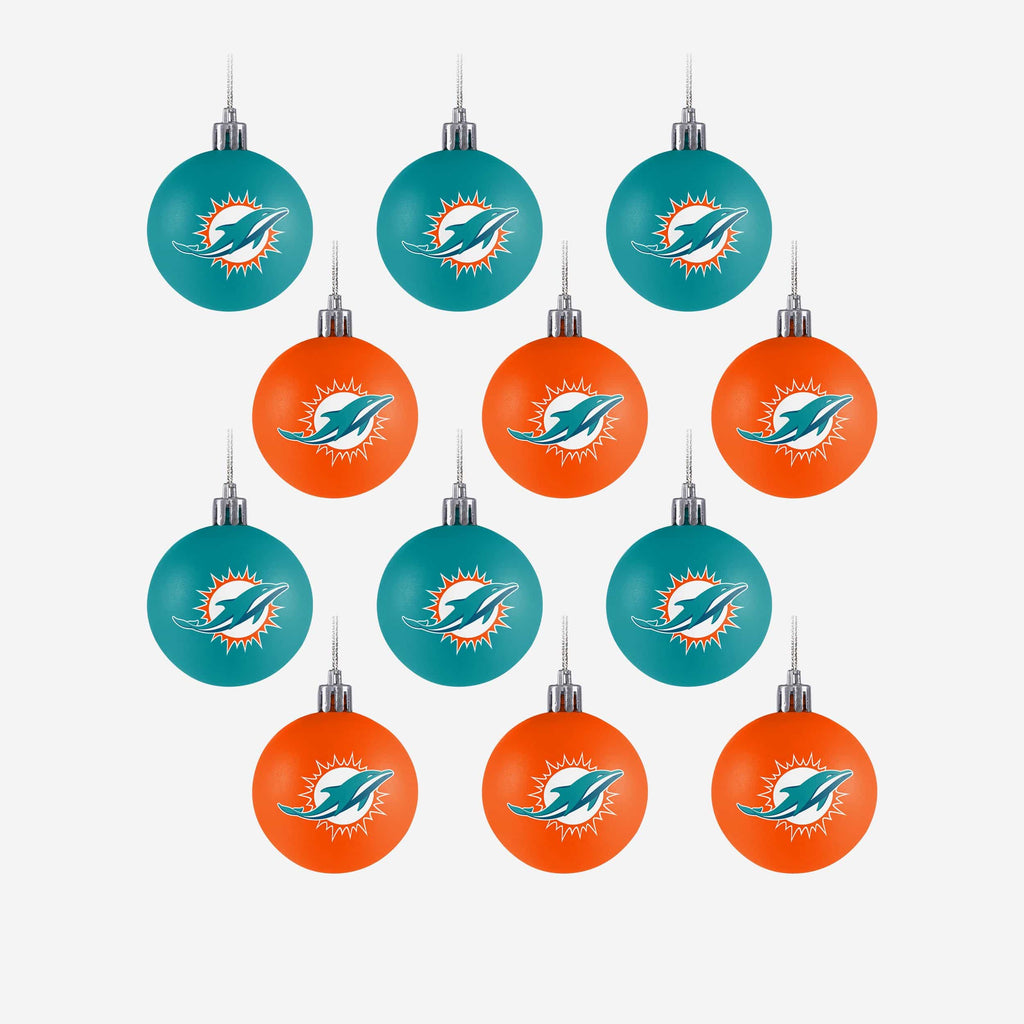 Miami Dolphins 12 Pack Ball Ornament Set FOCO - FOCO.com