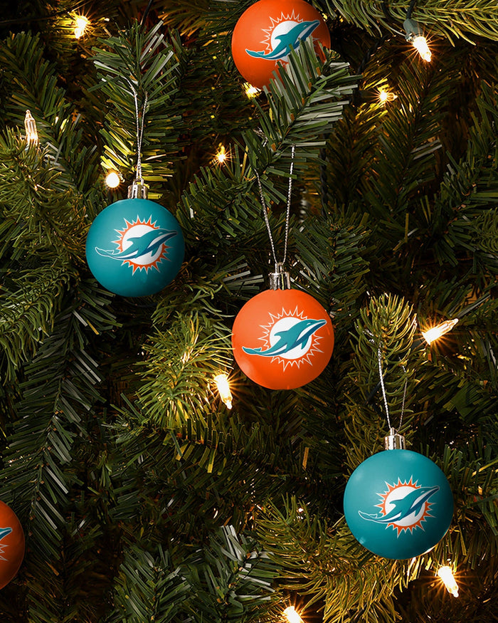 Miami Dolphins 12 Pack Ball Ornament Set FOCO - FOCO.com