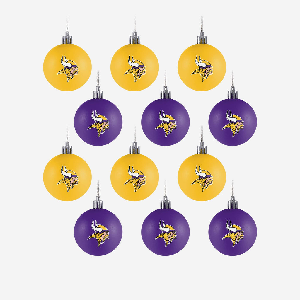 Minnesota Vikings 12 Pack Ball Ornament Set FOCO - FOCO.com