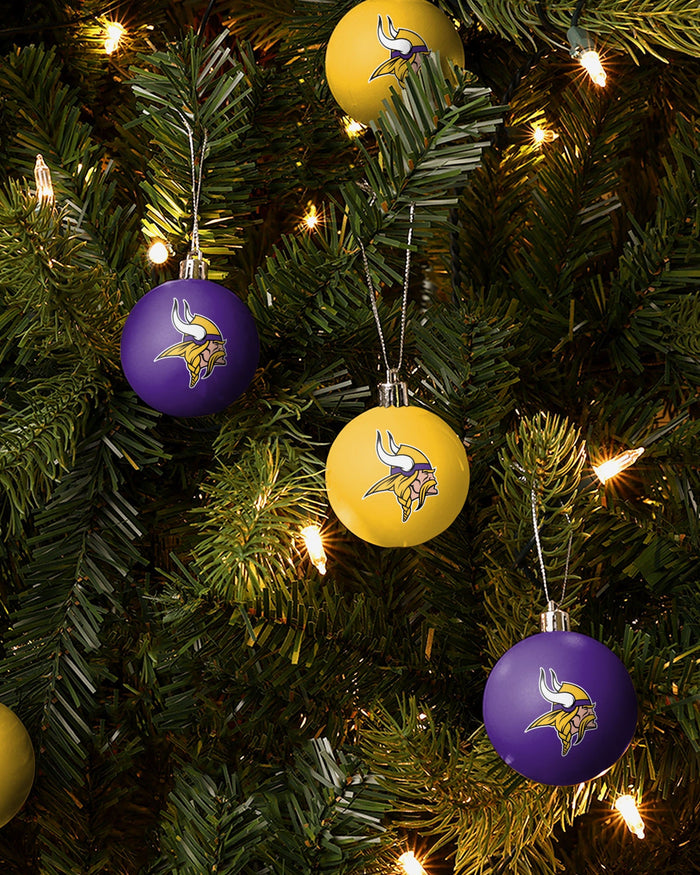 Minnesota Vikings 12 Pack Ball Ornament Set FOCO - FOCO.com