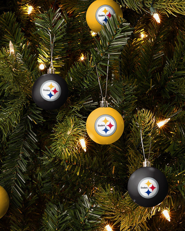 Pittsburgh Steelers 12 Pack Ball Ornament Set FOCO - FOCO.com