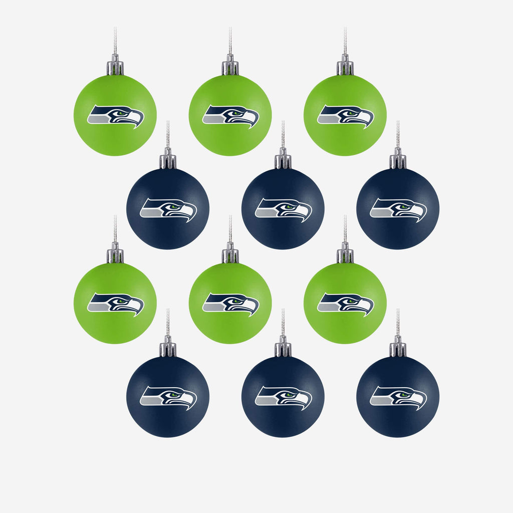 Seattle Seahawks 12 Pack Ball Ornament Set Foco - FOCO.com