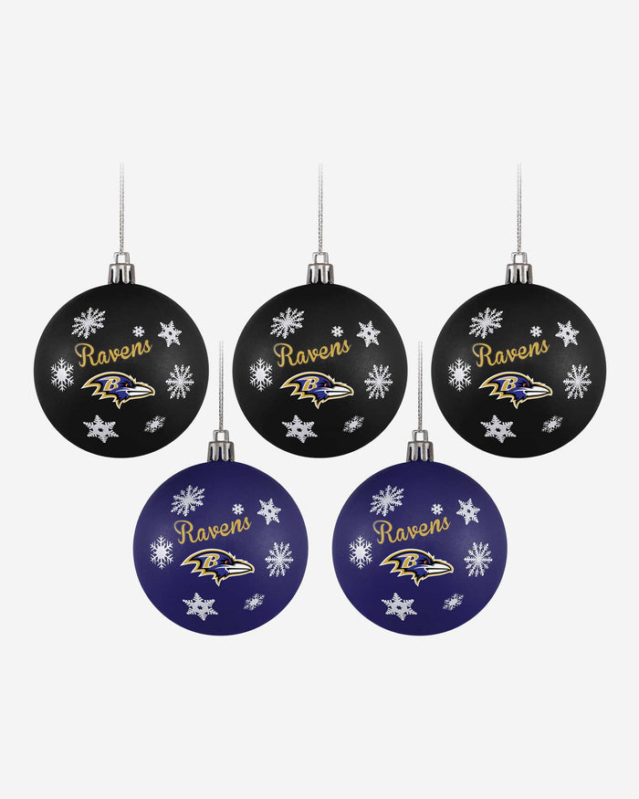 Baltimore Ravens 5 Pack Shatterproof Ball Ornament Set FOCO - FOCO.com