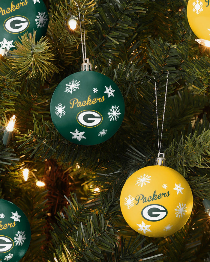 Green Bay Packers 5 Pack Shatterproof Ball Ornament Set FOCO - FOCO.com