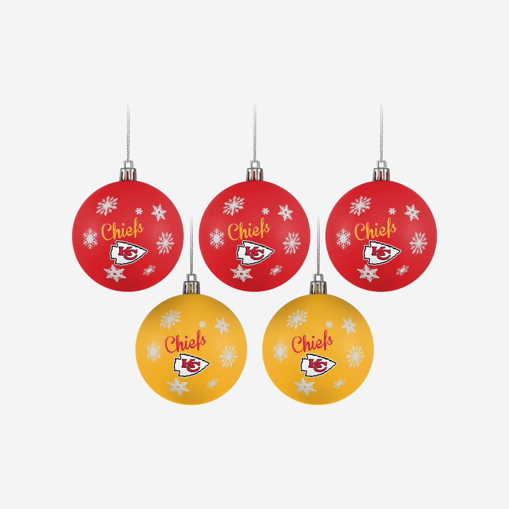 Kansas City Chiefs 5 Pack Shatterproof Ball Ornament Set FOCO - FOCO.com