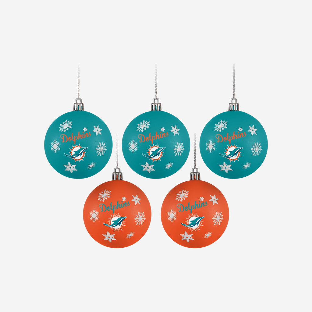 Miami Dolphins 5 Pack Shatterproof Ball Ornament Set FOCO - FOCO.com