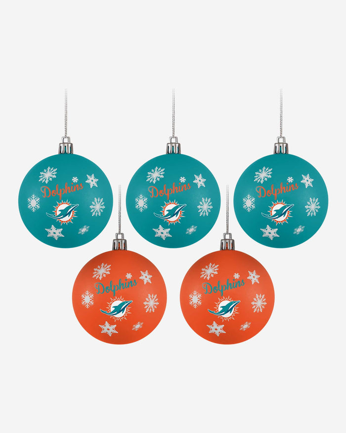 Miami Dolphins 5 Pack Shatterproof Ball Ornament Set FOCO - FOCO.com