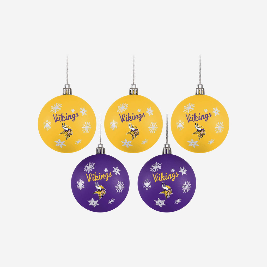 Minnesota Vikings 5 Pack Shatterproof Ball Ornament Set FOCO - FOCO.com