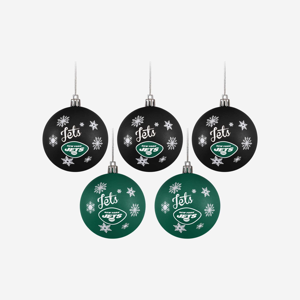 New York Jets 5 Pack Shatterproof Ball Ornament Set FOCO - FOCO.com