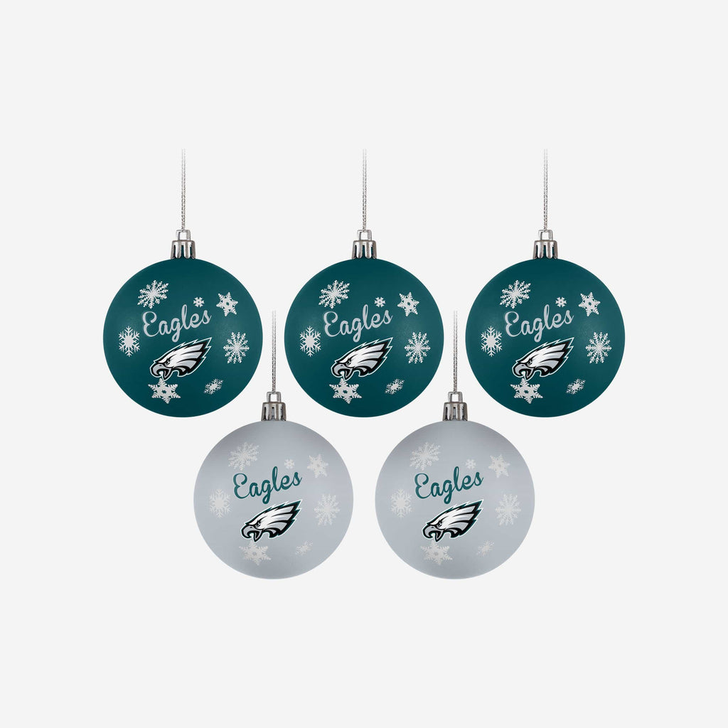 Philadelphia Eagles 5 Pack Shatterproof Ball Ornament Set FOCO - FOCO.com