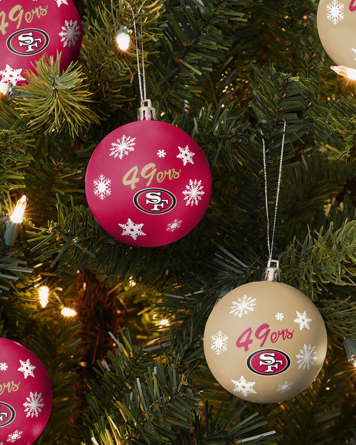 San Francisco 49ers 5 Pack Shatterproof Ball Ornament Set FOCO - FOCO.com