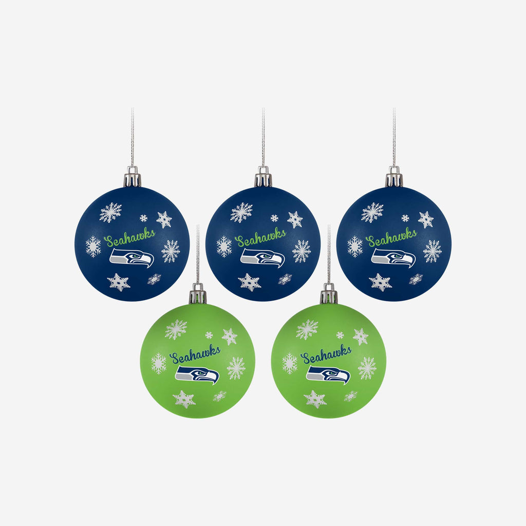 Seattle Seahawks 5 Pack Shatterproof Ball Ornament Set FOCO - FOCO.com