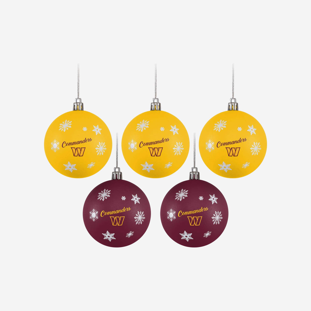 Washington Commanders 5 Pack Shatterproof Ball Ornament Set FOCO - FOCO.com