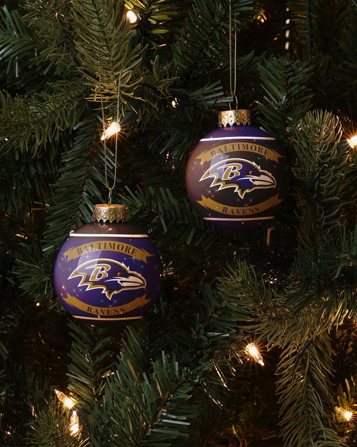 Baltimore Ravens 2 Pack Ball Ornament Set FOCO - FOCO.com