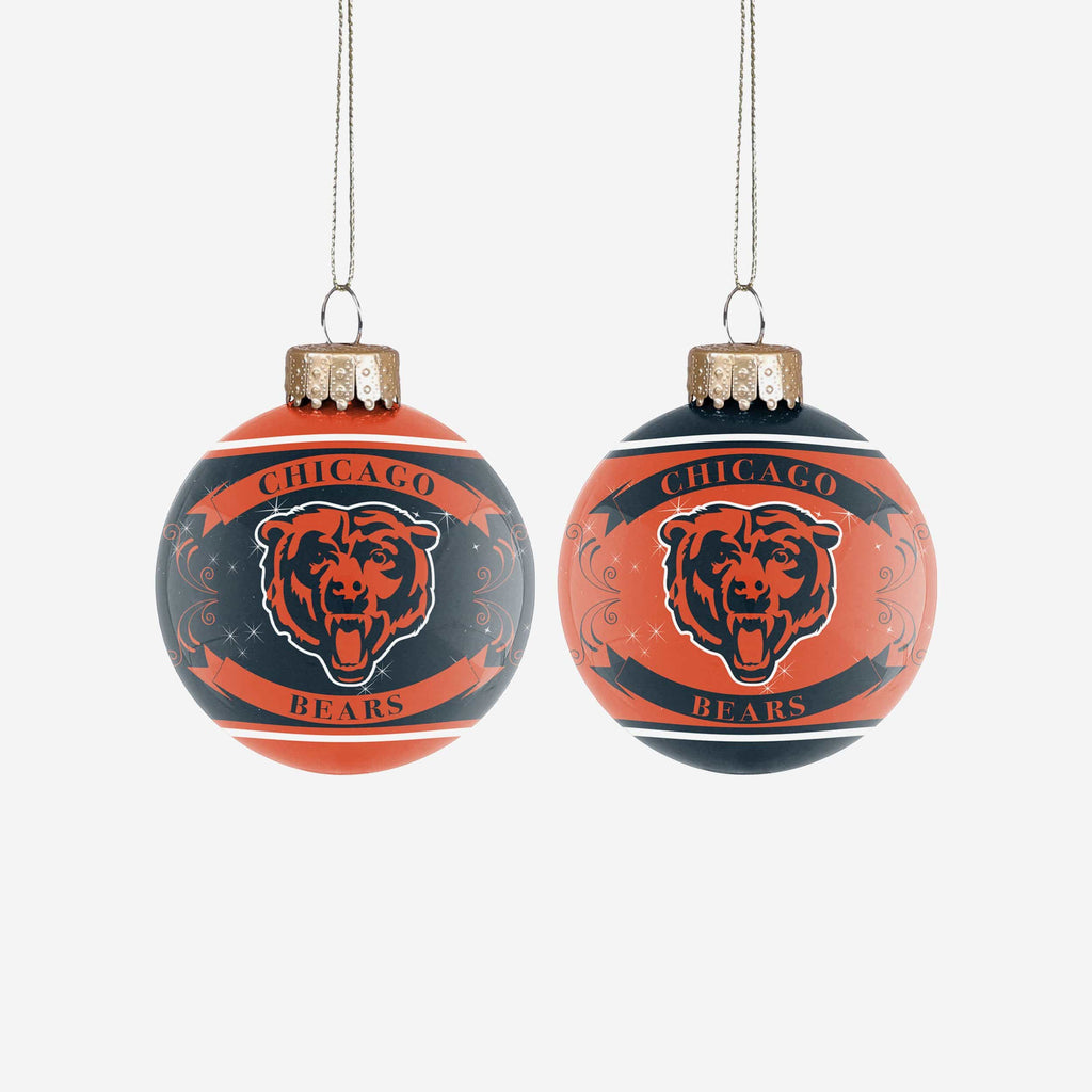 Chicago Bears 2 Pack Ball Ornament Set FOCO - FOCO.com