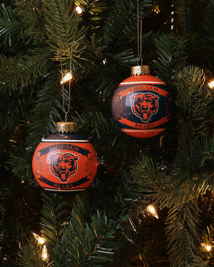 Chicago Bears 2 Pack Ball Ornament Set FOCO - FOCO.com