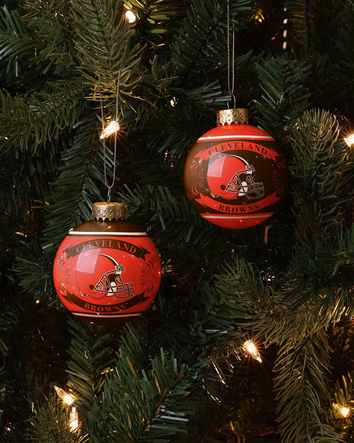 Cleveland Browns 2 Pack Ball Ornament Set FOCO - FOCO.com