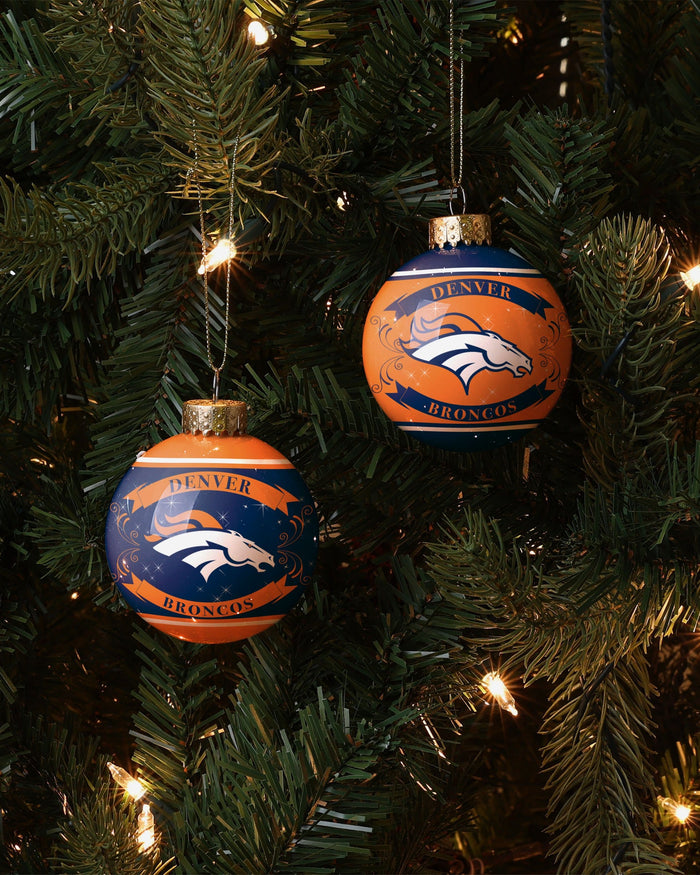 Denver Broncos 2 Pack Ball Ornament Set FOCO - FOCO.com