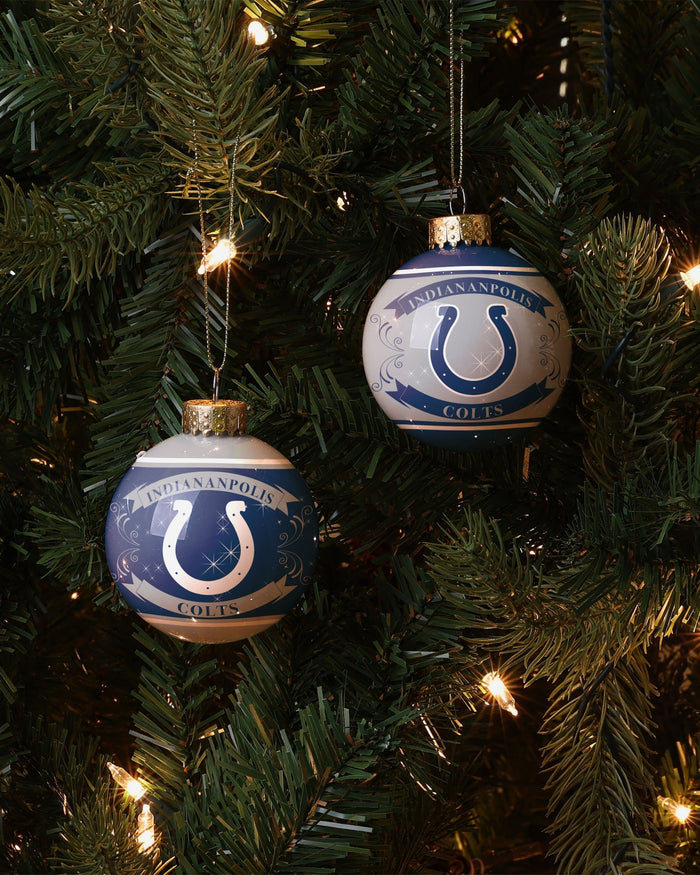 Indianapolis Colts 2 Pack Glass Ball Ornament Set Foco - FOCO.com