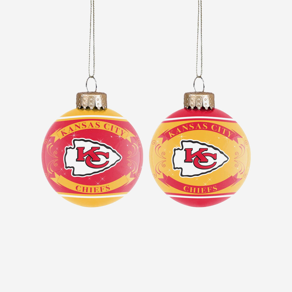 Kansas City Chiefs 2 Pack Ball Ornament Set FOCO - FOCO.com