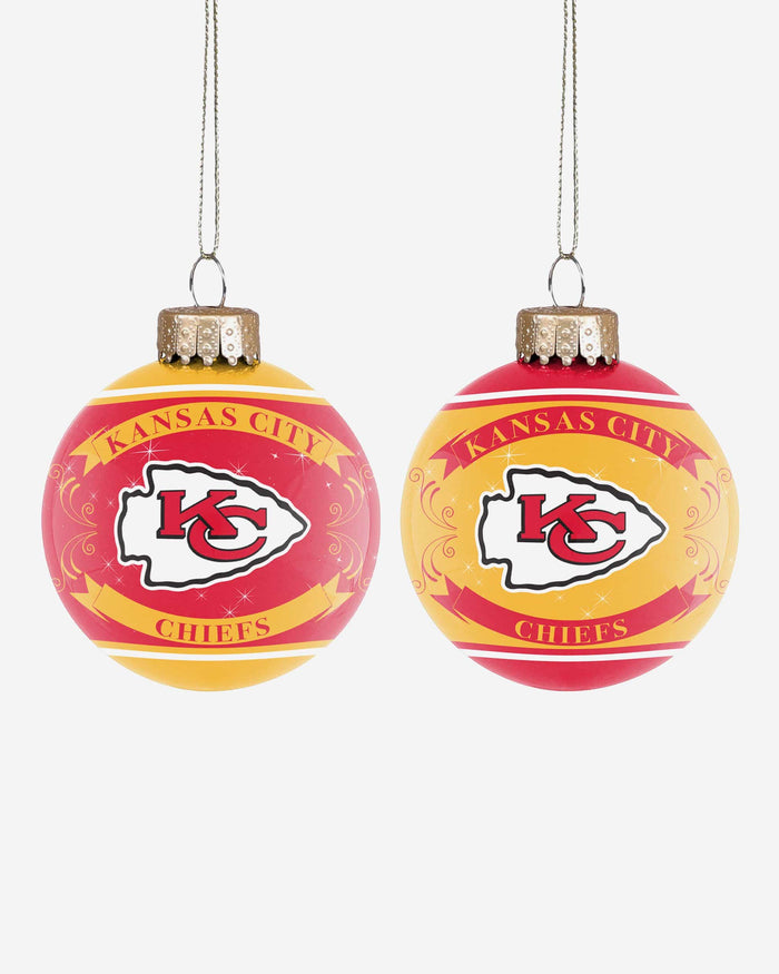 Kansas City Chiefs 2 Pack Ball Ornament Set FOCO - FOCO.com