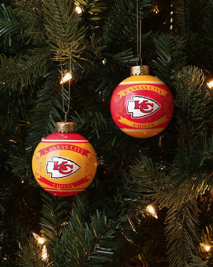 Kansas City Chiefs 2 Pack Ball Ornament Set FOCO - FOCO.com