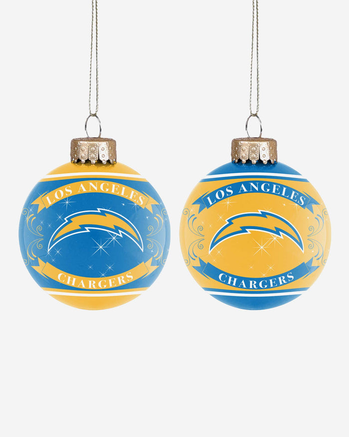 Los Angeles Chargers 2 Pack Glass Ball Ornament Set Foco - FOCO.com