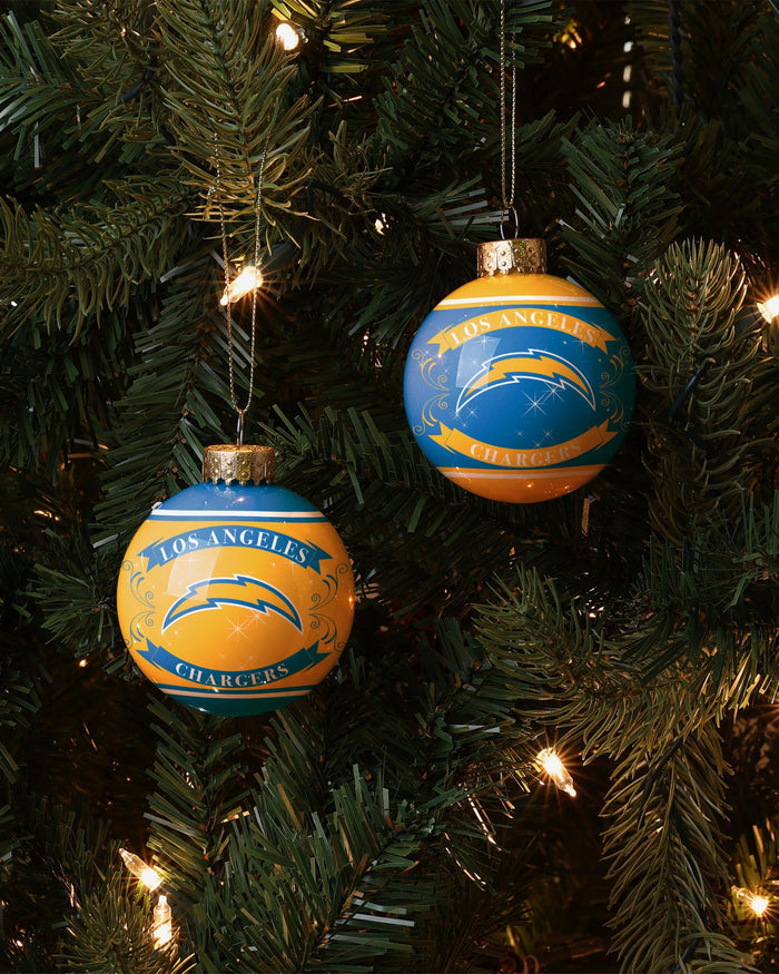 Los Angeles Chargers 2 Pack Glass Ball Ornament Set Foco - FOCO.com