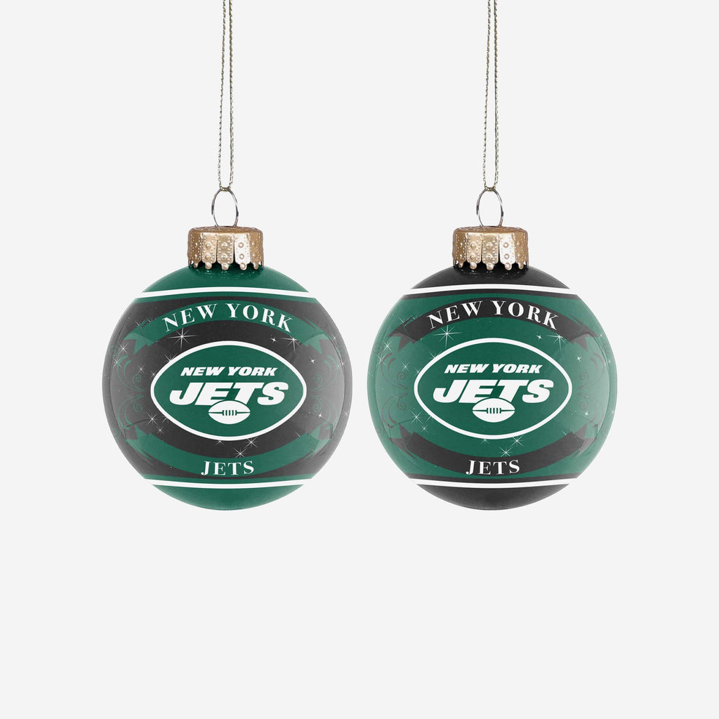 New York Jets 2 Pack Ball Ornament Set FOCO - FOCO.com