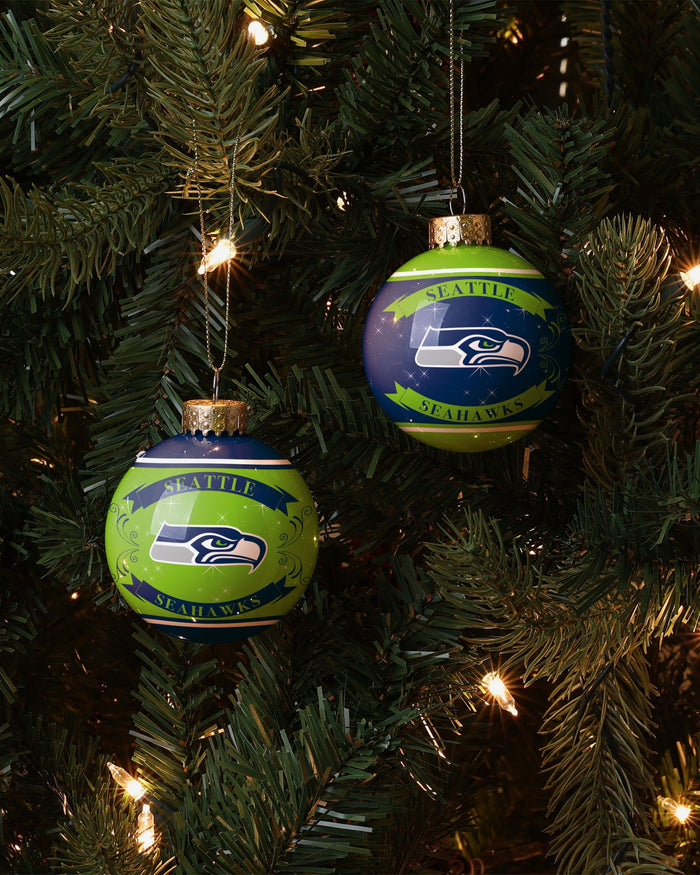 Seattle Seahawks 2 Pack Ball Ornament Set FOCO - FOCO.com