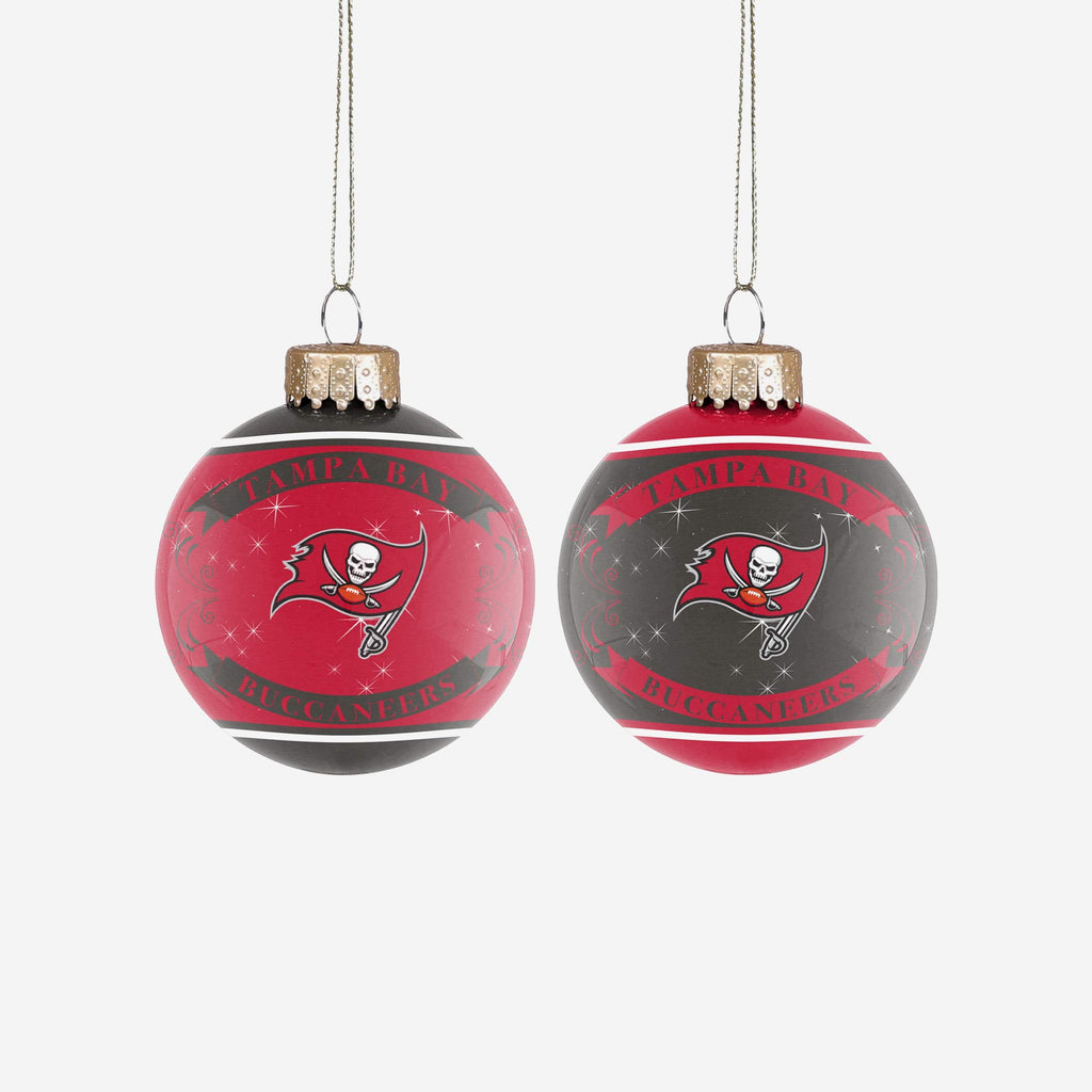 Tampa Bay Buccaneers 2 Pack Glass Ball Ornament Set Foco - FOCO.com