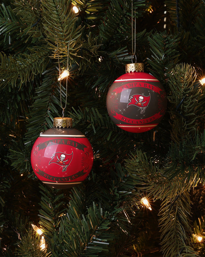 Tampa Bay Buccaneers 2 Pack Glass Ball Ornament Set Foco - FOCO.com