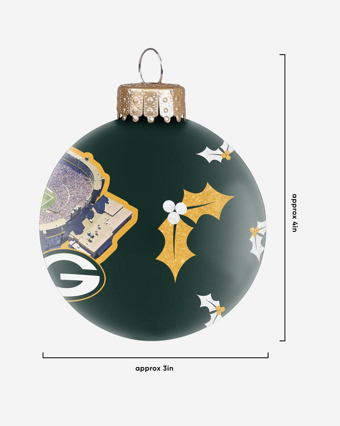 Green Bay Packers Stadium Print Glass Ball Ornament FOCO - FOCO.com