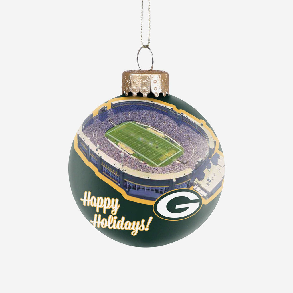 Green Bay Packers Stadium Print Glass Ball Ornament FOCO - FOCO.com