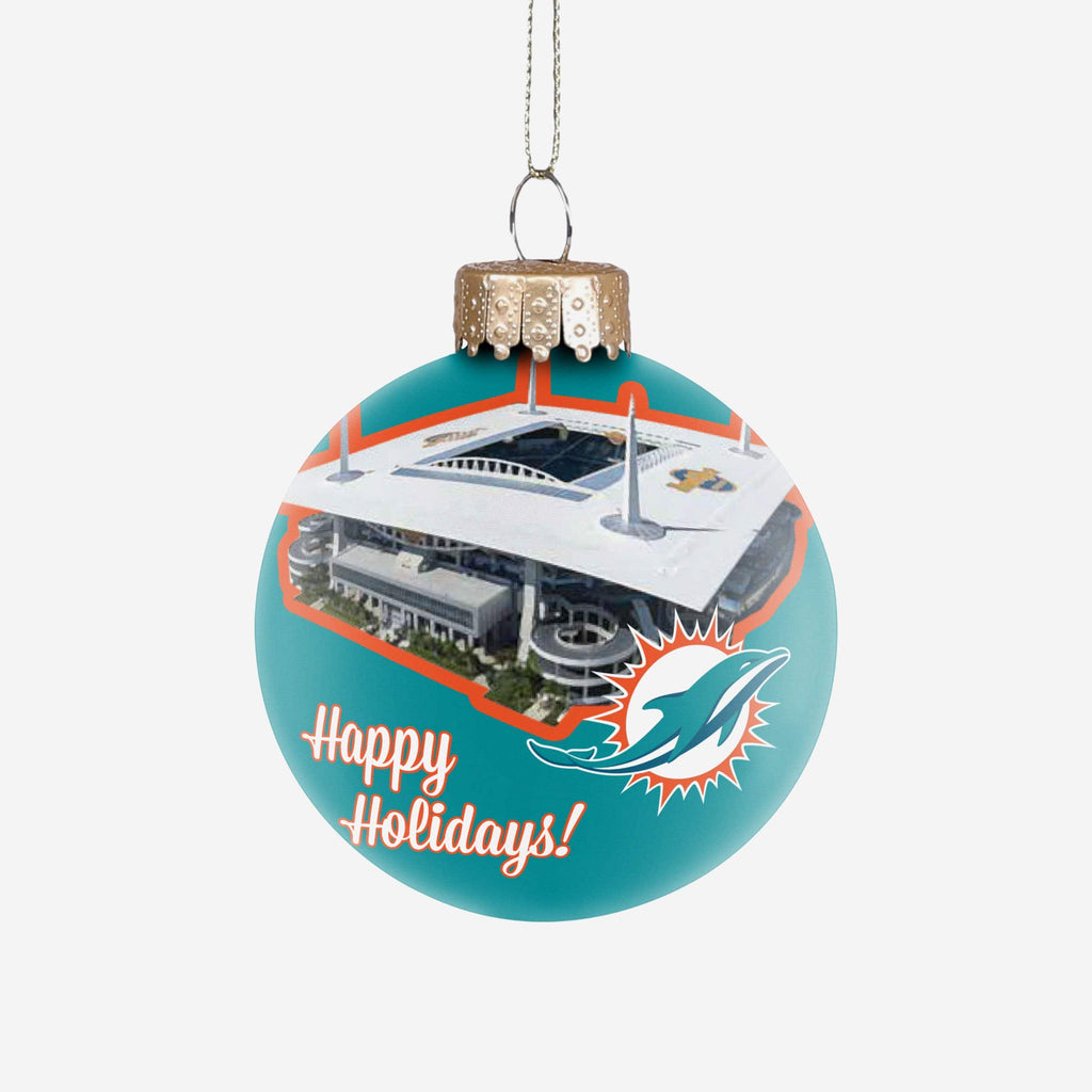 Miami Dolphins Stadium Print Glass Ball Ornament FOCO - FOCO.com