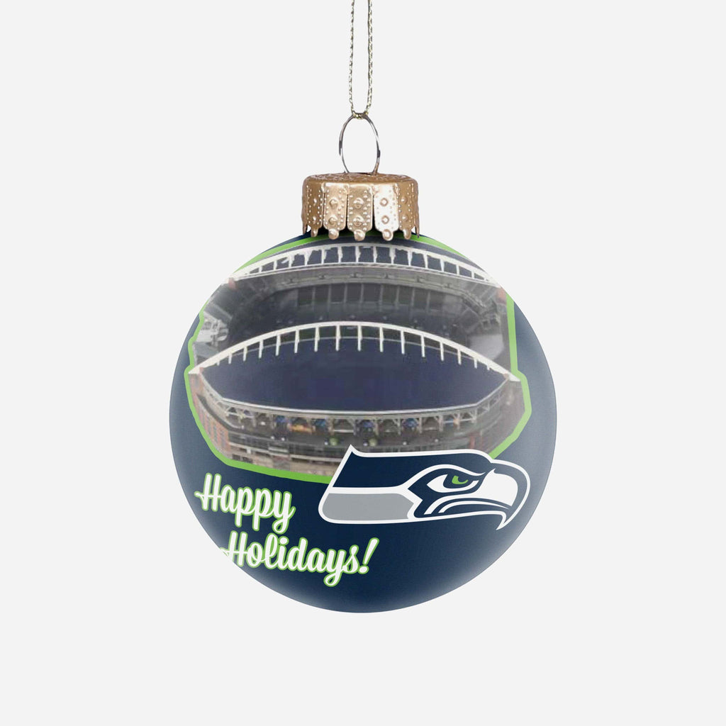 Seattle Seahawks Stadium Print Glass Ball Ornament FOCO - FOCO.com