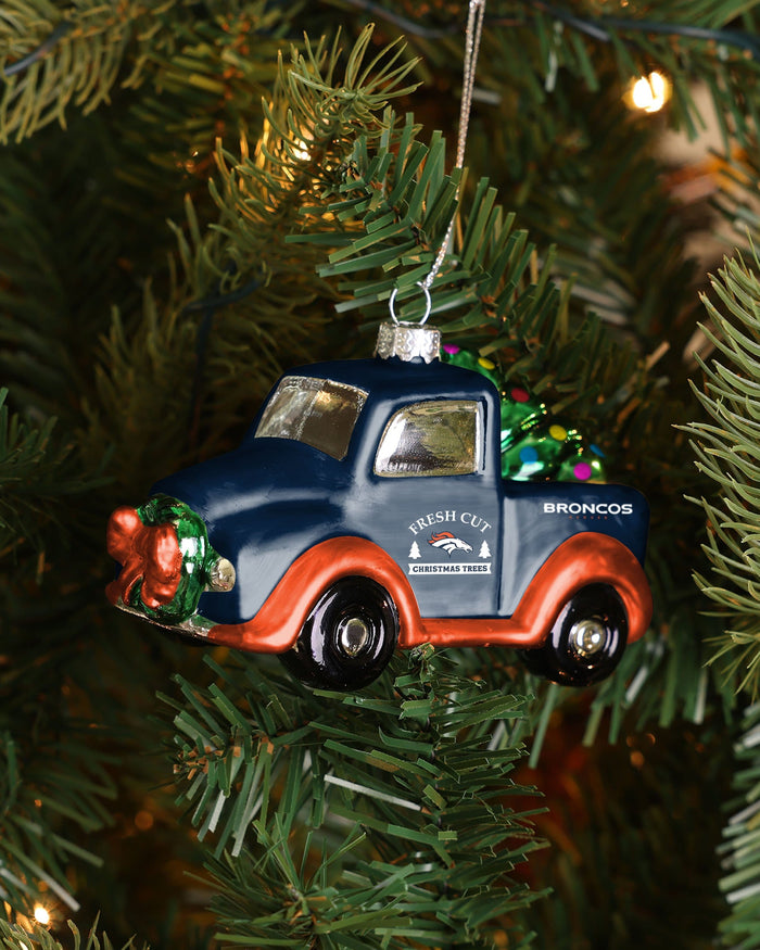 Denver Broncos Blown Glass Truck Ornament FOCO - FOCO.com