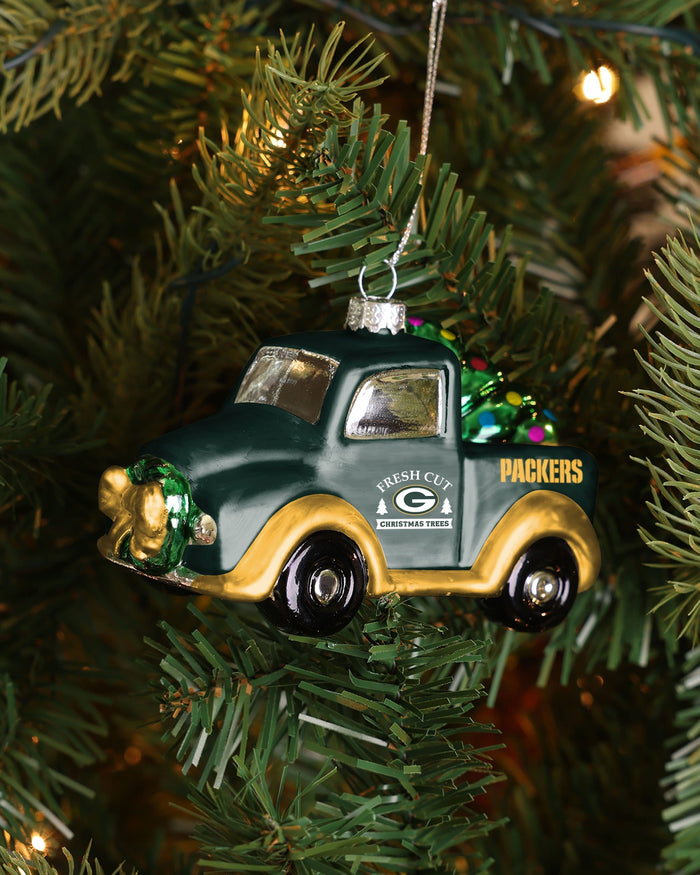 Green Bay Packers Blown Glass Truck Ornament FOCO - FOCO.com