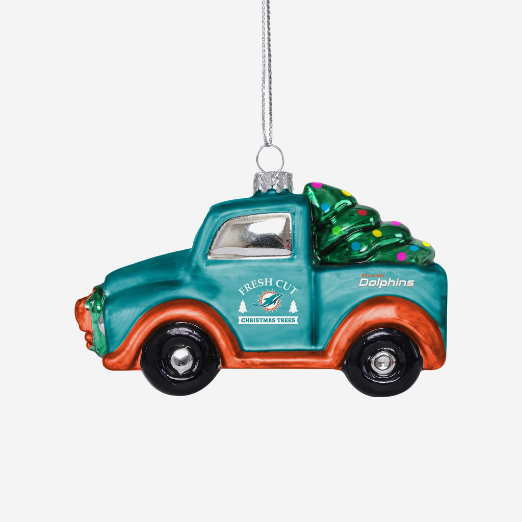 Miami Dolphins Blown Glass Truck Ornament FOCO - FOCO.com