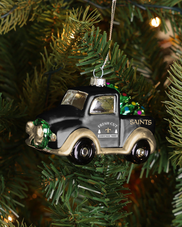 New Orleans Saints Blown Glass Truck Ornament FOCO - FOCO.com