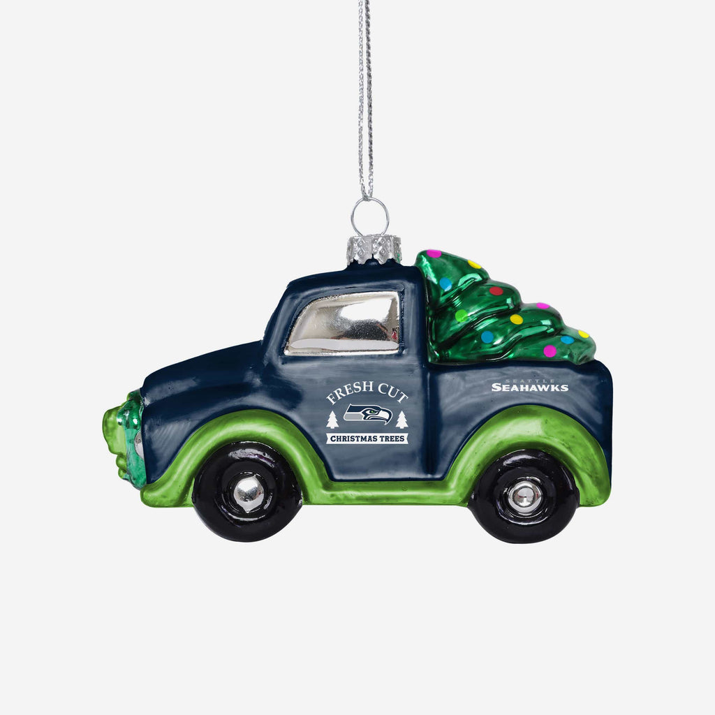 Seattle Seahawks Blown Glass Truck Ornament FOCO - FOCO.com